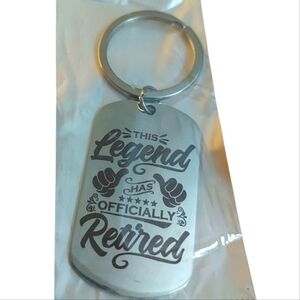 Retirement Legend Silvertone Keychain Key Ring